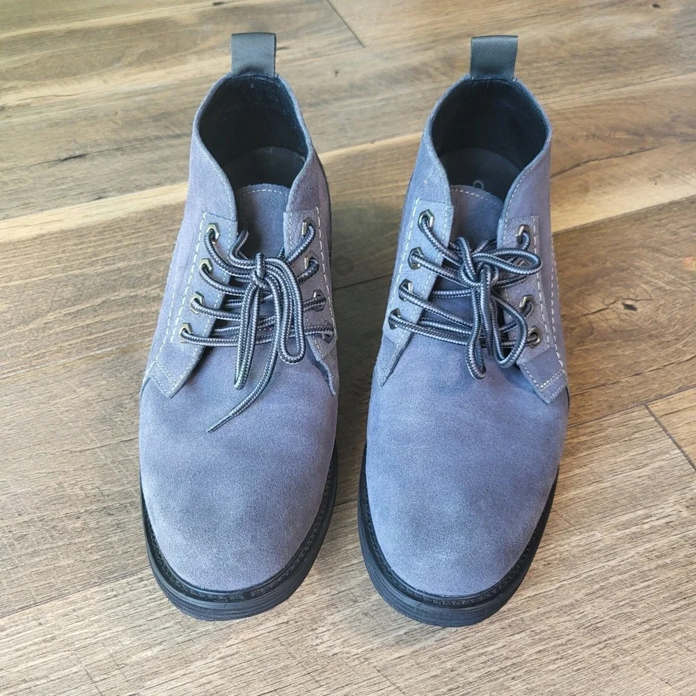 CALTO Mens Grey Suede Chukka Boots Elevator Height Increasing Shoes K9910 Size 9